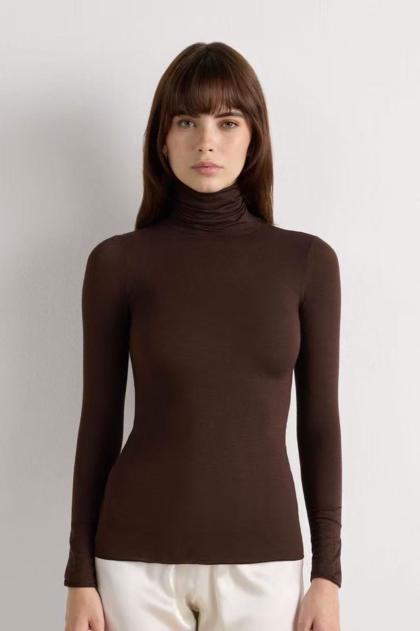 BAGOO e FI - Long-sleeved cashmere T-shirt with high neck